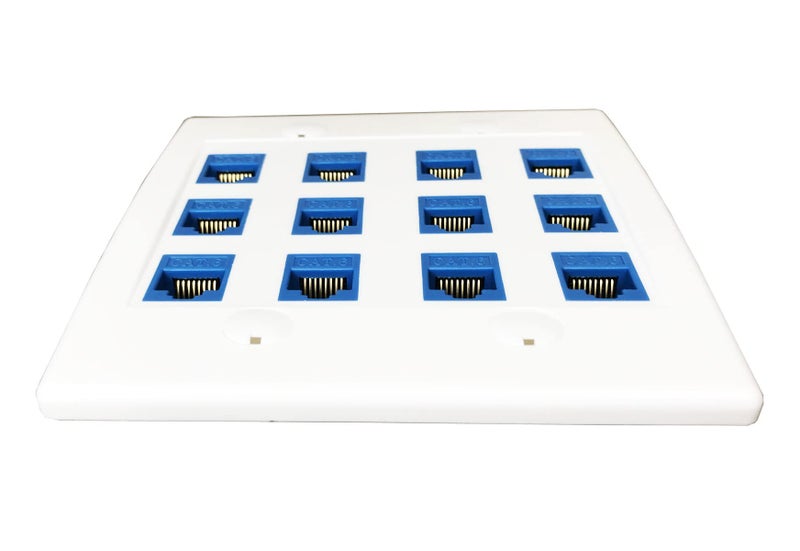 DIYTECH 12 Port Ethernet Wall Plate, Cat 6, Wall Outlet, RJ45 Female to Female Keystone Jacks - White - Image 5